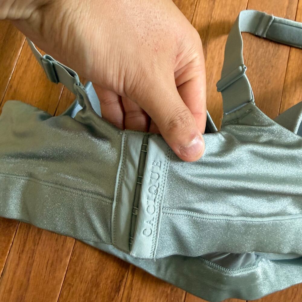 Cacique | Satin Green Metallic Lightly Lined Balconette Sz 40D Underwire Bra - Picture 5 of 7